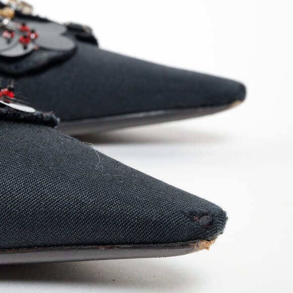 Prada Black Embellished Comma Kitten Heel Pump - Picture 9 of 12